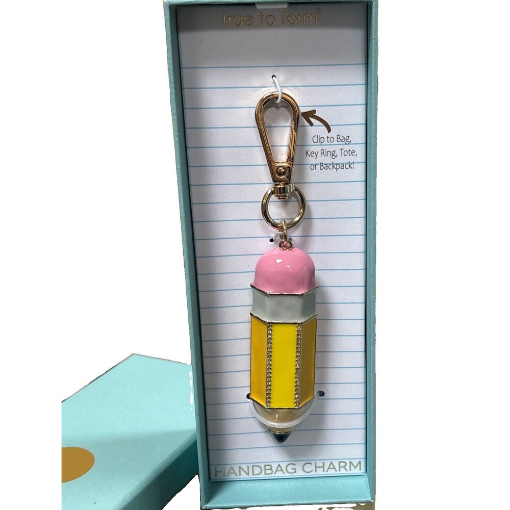 True To Form Pencil Enamel Multi Color Bag Charm/Keychain - New - Teacher/Writer